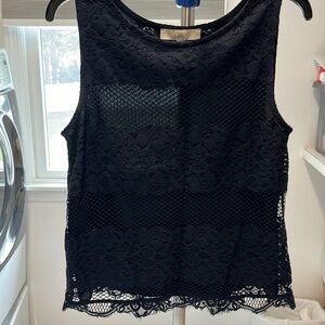 Loft navy blue lace top. Size small.